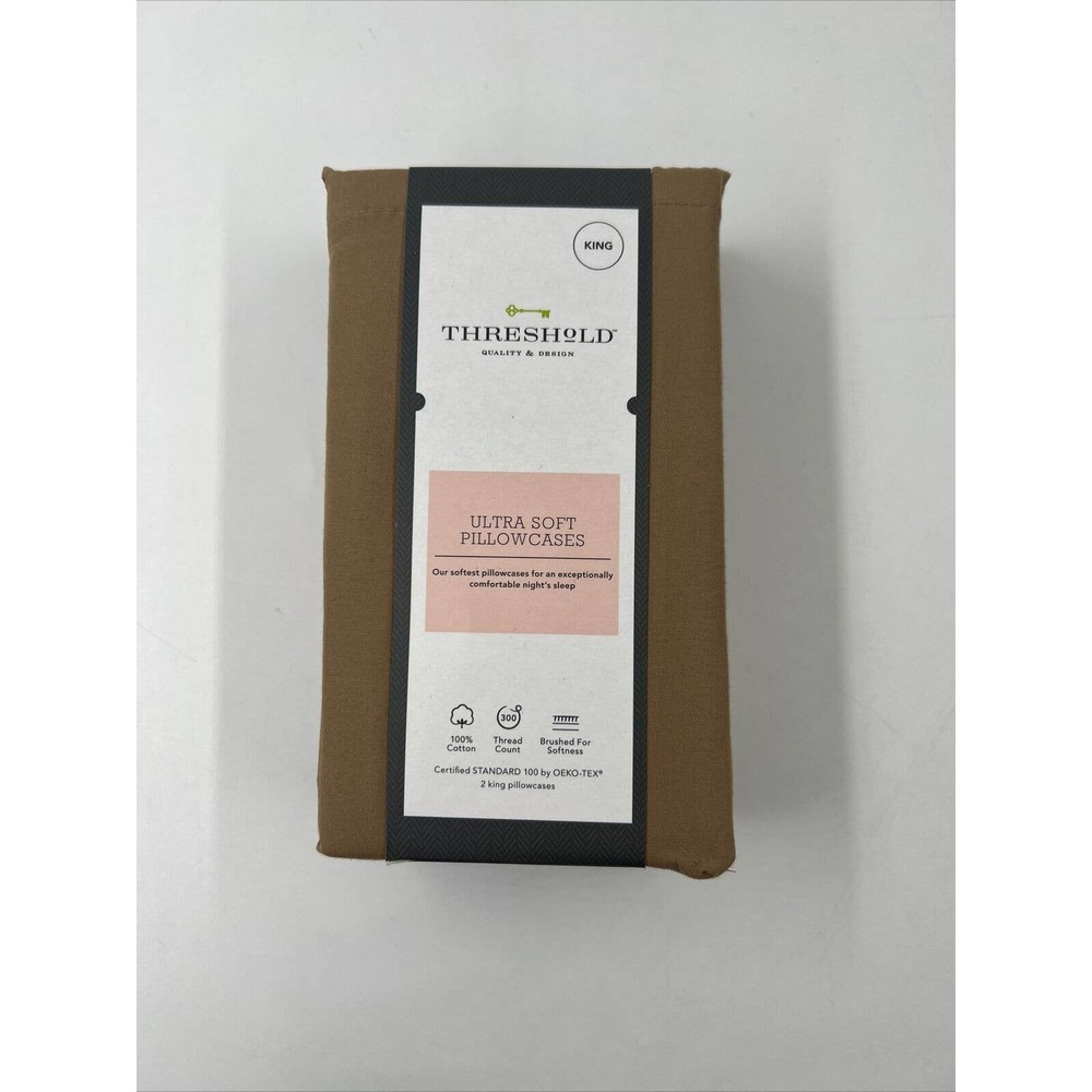 Brown 300 Thread Count Ultra Soft Pillowcase Set - Threshold